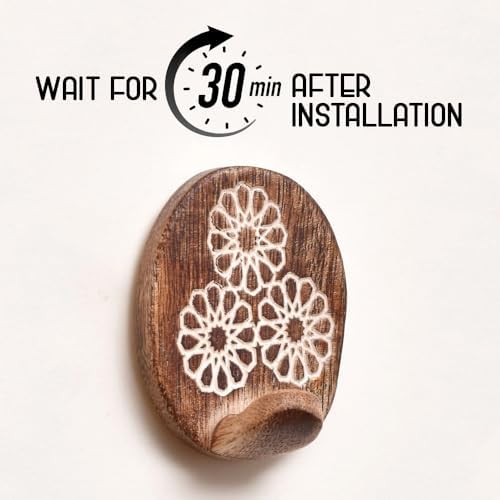 Indian Shelf 6 Wooden Adhesive Wall Hooks - Image 3