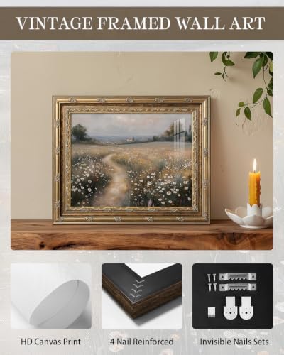 InSimSea Vintage Wildflower Wall Art, Moody Landscape Canvas Print - Image 3
