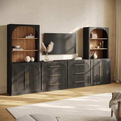 BELLEZE Jagger 130" Wall Unit 6-Piece Modular TV Stand by BELLEZE