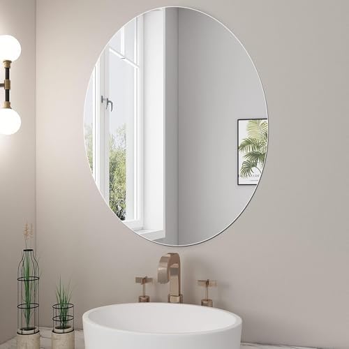 JUNEBRUSHS Oval Mirror, Acrylic Oval Bathroom Mirrors 17x14 Inchs by JUNEBRUSHS