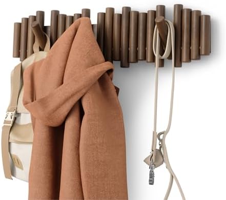 Umbra Picket Coat Rack, Wall Mount 8 Flip-Down Coat Hooks by Umbra