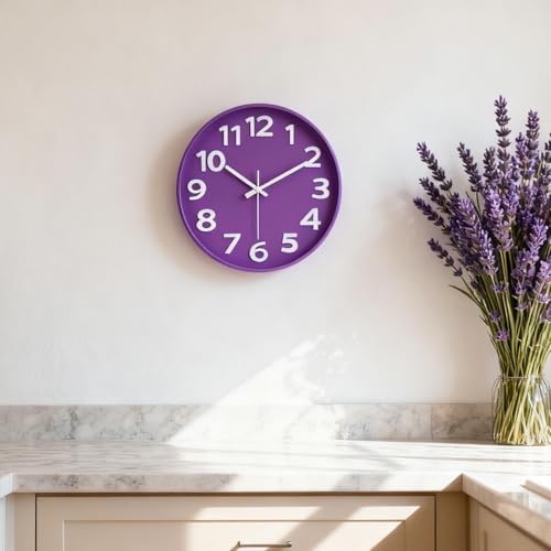 JENLYSTIME 8 Inch Vibrant Purple Modern Wall Clock - Image 4