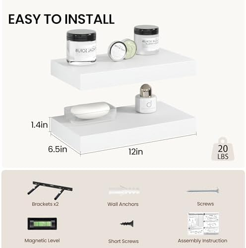Vivelove 12 Inch Floating Shelves Wall Mounted - Image 2