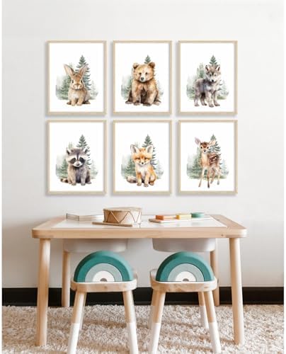Woodland Animal Wall Art Nursery Baby Canvas Wall Decor Forest Animal Poster - Image 6