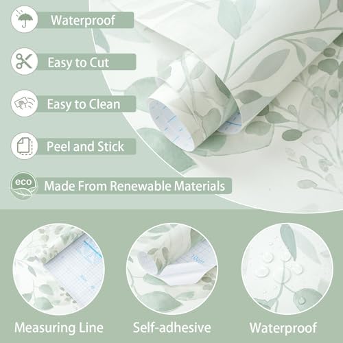 Safiyya Light Green Leaf Wallpaper Peel and Stick Wall Paper Modern Boho - Image 2