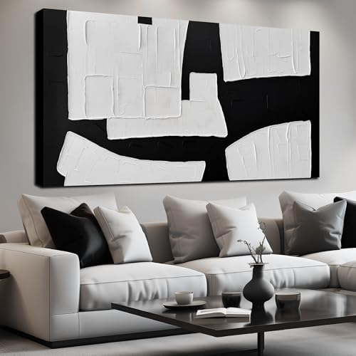 MDHKVPM Large Abstract Canvas Wall Art Black And White Wall Decor by MDHKVPMCanvasWallArt