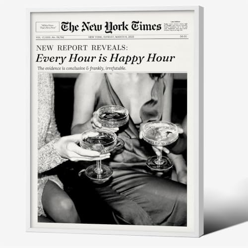 Retro Black and White Newspaper Wall Art 8x10inch White Framed Every Hour Is by Unknown