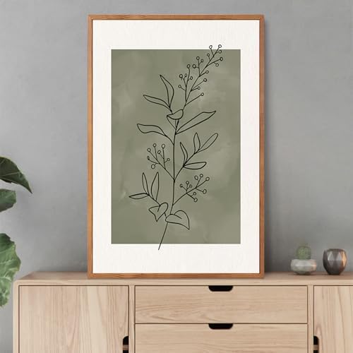 CHDITB Sage Green Botanical Framed Canvas Wall Art Set, Nature Line Art Wall - Image 5