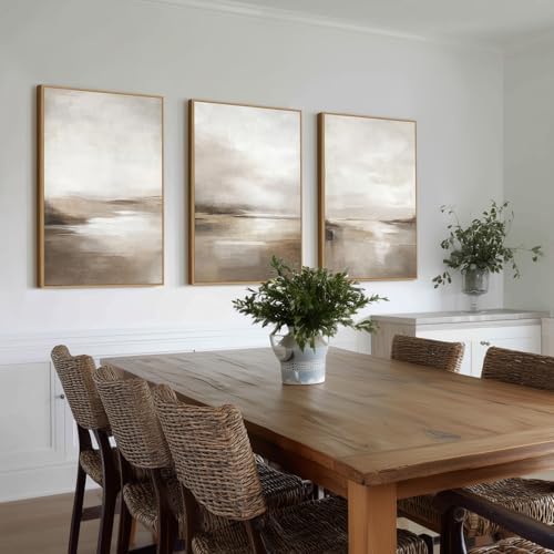 SAFERRYHOME Neutral Abstract Landscape Shapes Wall Art, 3 Panels 24x36 Inch - Image 2