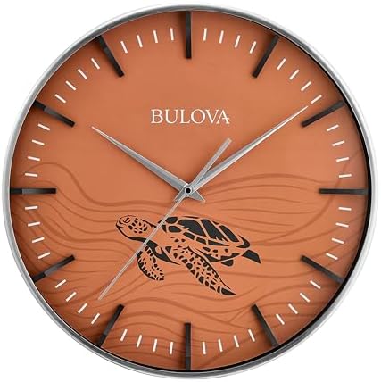Bulova Clocks C4384 Loggerhead 16” Oversized Wall Clock – Satin Nickel Steel - Image 2
