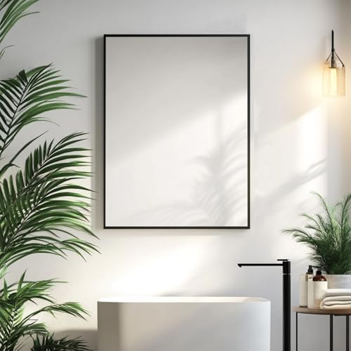 Sunniry Black Bathroom Mirror, 20x24 inch Vanity Mirror, Matte Metal Frame - Image 6