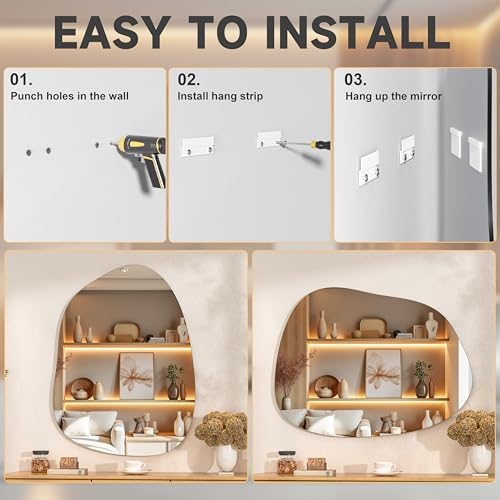 Hasipu 40"x30" Irregular Wall Mirror Frameless Asymmetrical Mirror - Image 4