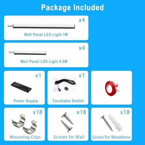 LED Wall Panel Lights Black, Dimmable Wood Slat Wall Panel Strip Light 8PCS - Image 5