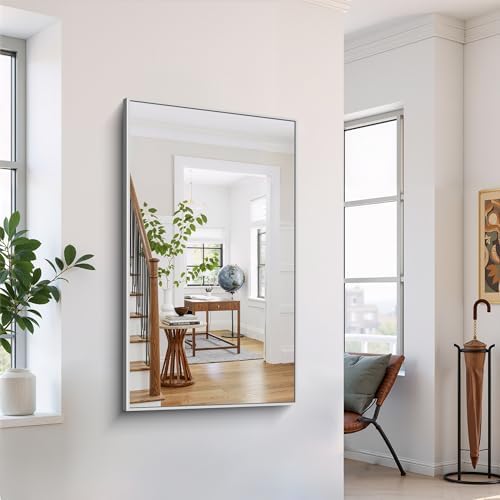 YIROMAN Bathroom Mirror 50"x30", Large Brushed Silver Bathroom Mirror - Image 2