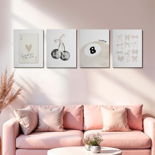 okaxscm Trendy Beige Coquette Bow Cherry Disco Ball Lucky 8 Ball Ace Card - Image 5