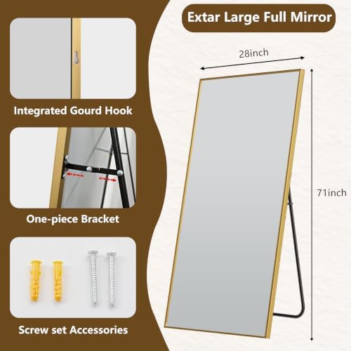 Koonmi 67"x30" Floor Mirror Full Length, Large Gold Mirror - Image 2