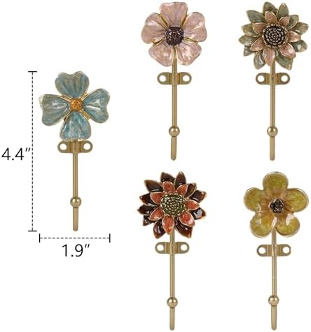 SOFFEE DESIGN Set of 5 Floral Wall Hooks, French Garden Eye-catching Entryway - Image 6