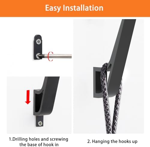 Coat Rack Hooks Wall Mounted Hold 50 lbs, Bath Towel Rope Large Hooks - Image 4