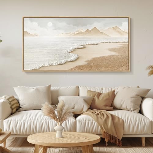 Framed Boho Beach Ocean Wall Art, Horizontal Coastal Decor, 20x40 Inch - Image 4