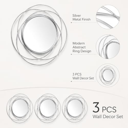 Silver Sunburst Mirror 12x12 Inch, Metal Sun Wall Decor, Small Round Decorative - Image 3