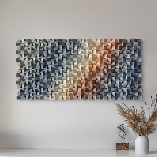LIUZEYUE Textured Wall Sculpture, Pine Blockwork - Image 7