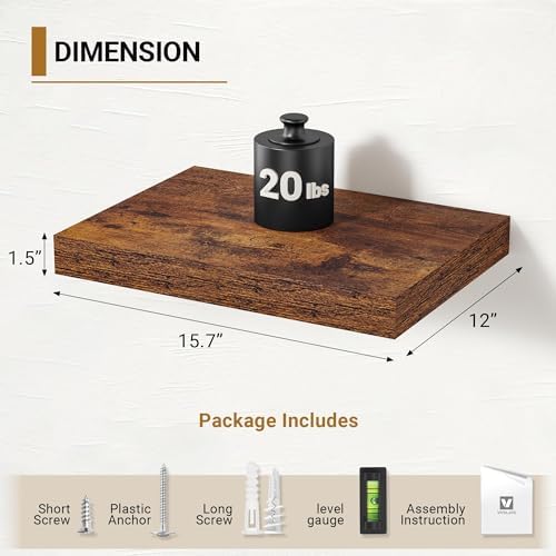 Vivelove Deep Floating Shelves, 16 x 12 Inch - Image 3
