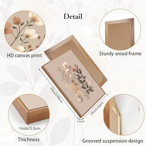 CHDITB Botanical Flower Framed Canvas Wall Art Set, Nature Wildflower Wall Decor - Image 6