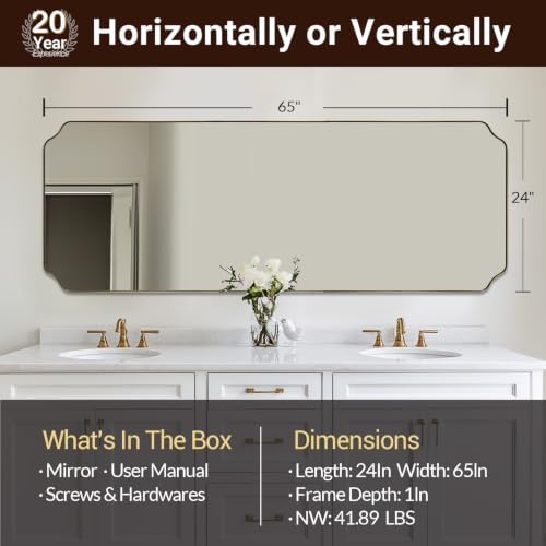 ANDY STAR 24" x 65" Brushed Gold Full Length Mirror - Image 2