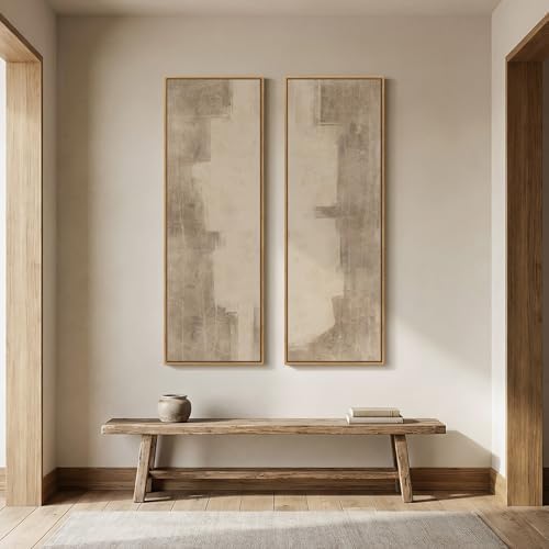 Large Framed Neutral Abstract Vertical Wall Art Decor - Image 7