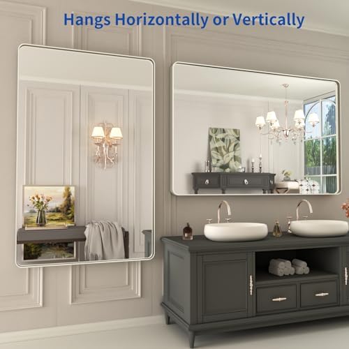 WEER Brushed Nickel Bathroom Vanity Mirror 48X30 Inch - Image 5