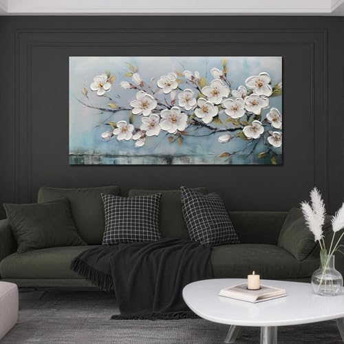 Anolyfi Cherry Blossom Flowers Textured Wall Art by Anolyfi