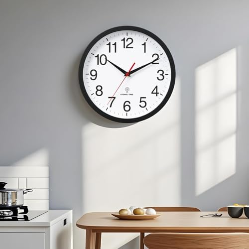Rohioue Wall Clock Analog 14 Inch Atomic Battery Operated Silent Clock - Image 6