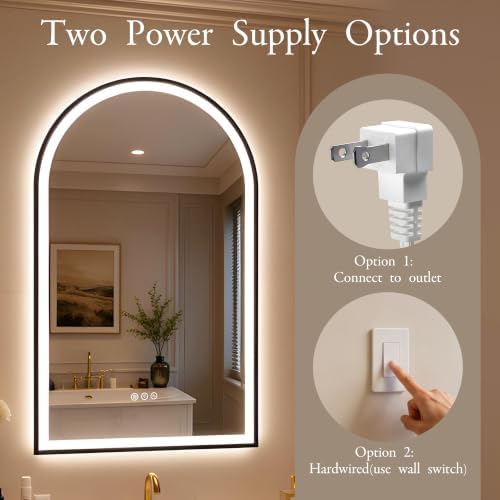 Saliwa Arched Mirror, Light Up Vanity Mirror 36"x24" - Image 7