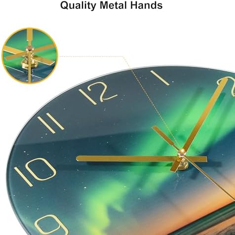 VIKMARI Aurora Black Gold Silent 10" Wall Clock Bathroom Living Room Decor - Image 3