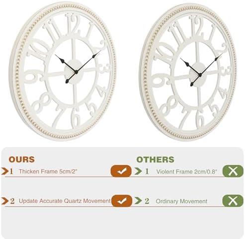 RiteSune Farmhouse Wall Clock 30 Inch, Large Wall Clock - Image 4