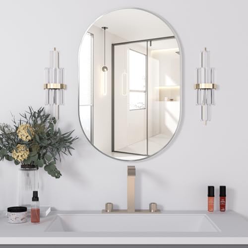Oval Bathroom Mirror Wall Vanity Oval Mirrors, 2 Pieces 20"x30" Silver Bathroom - Image 7
