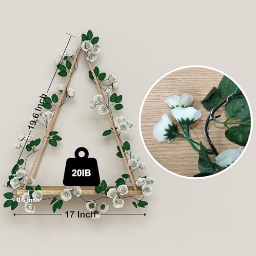 RICHER HOUSE Hanging Floating Shelves No Drill, Macrame Plant Wall Shelf - Image 3
