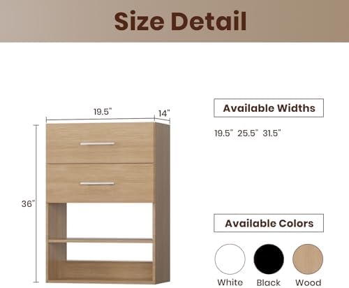 ROOMTEC 19.5" 2 Drawer Short Tower Closet Unit, Modular Closet System - Image 2
