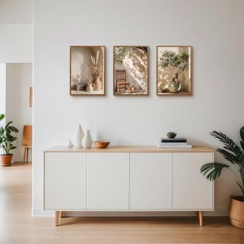 3 Pcs Framed Wabi Sabi Wall Art Neutral Earth Tone Canvas Prints 12x16 inch - Image 4