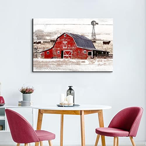 Large Country Barn Canvas Wall Art Farmhouse Windmill Wall Decor 32x48” - Image 3