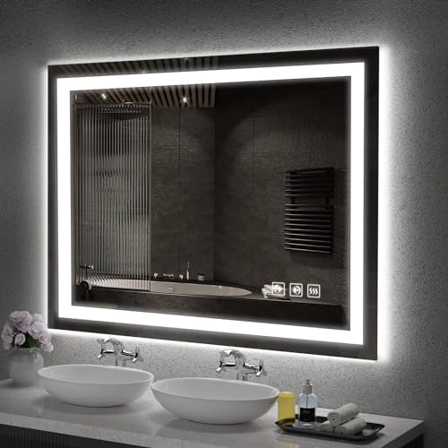 LED Mirror for Bathroom, 48x36 Inch Backlit + Front Lighted Bathroom Vanity by SHUAFA