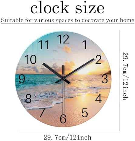 Blue Beach Wall Clock Battery Operated 12 Inch - Image 5