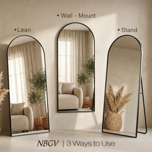 76"×35" Floor Mirror Full Length Arched Full Length Mirror Black - Image 6