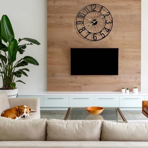 Large Wall Clock, Modern Black Decorative Wall Clock Silent Non Ticking Battery - Image 3