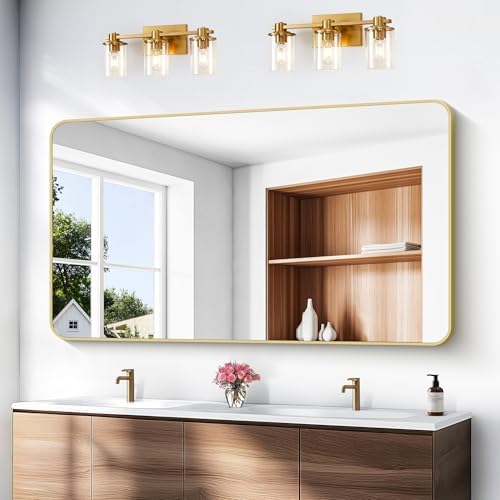 BONEWEI Gold Bathroom Mirror, 60x36 inch Wall Mirror - Image 2