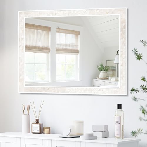 White Mosaic Bathroom Vanity Wall Mirror 30x40 Inch - Image 2