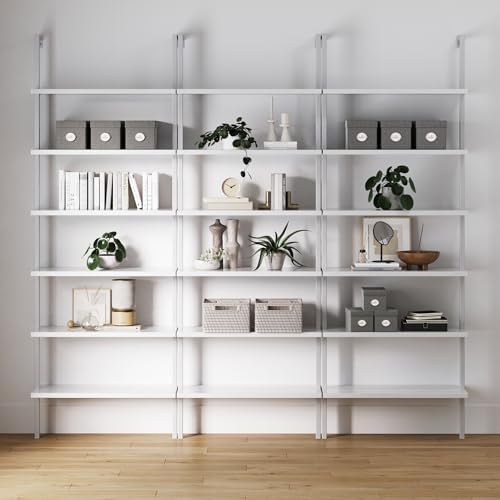 Nathan James Theo 6-Shelf Tall Modern Bookshelf, Wall Mount Ladder Shelf by Unknown