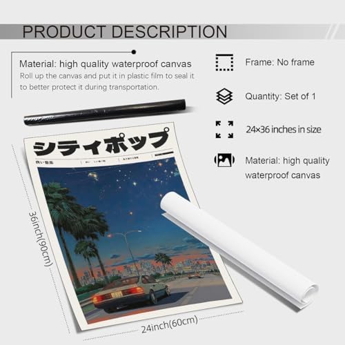 Vintage Japanese Canvas Wall Art 90s Vaporwave Aesthetic Prints Asian Music - Image 2
