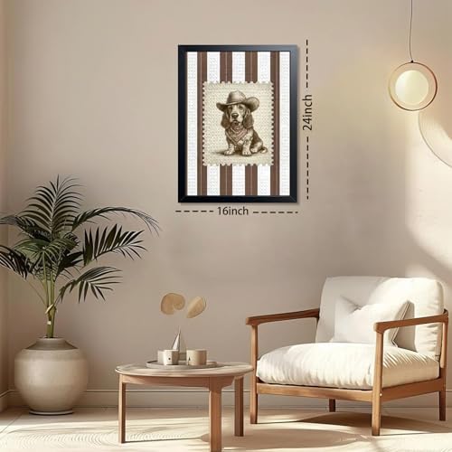 Vintage Cowboy Dog Wall Art, Western Basset Hound Canvas Print, Farm Rustic - Image 2