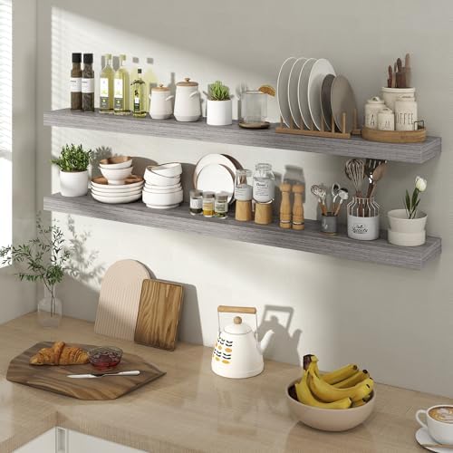 Acovy 48 Inch Floating Shelves for Wall 2 Pack, Wall Mounted Floating Shelf - Image 2